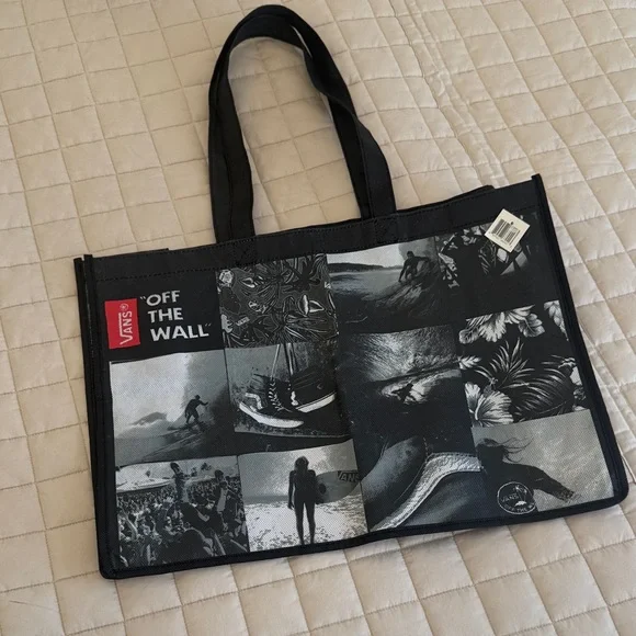 3/$25 Vans Black and Gray Graphic Tote Bag - Picture 1 of 5